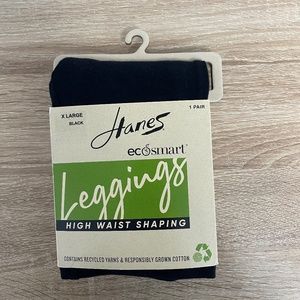 HANES WOMENS LEGGINGS HIGH WAIST SHAPING BLACK NWT
